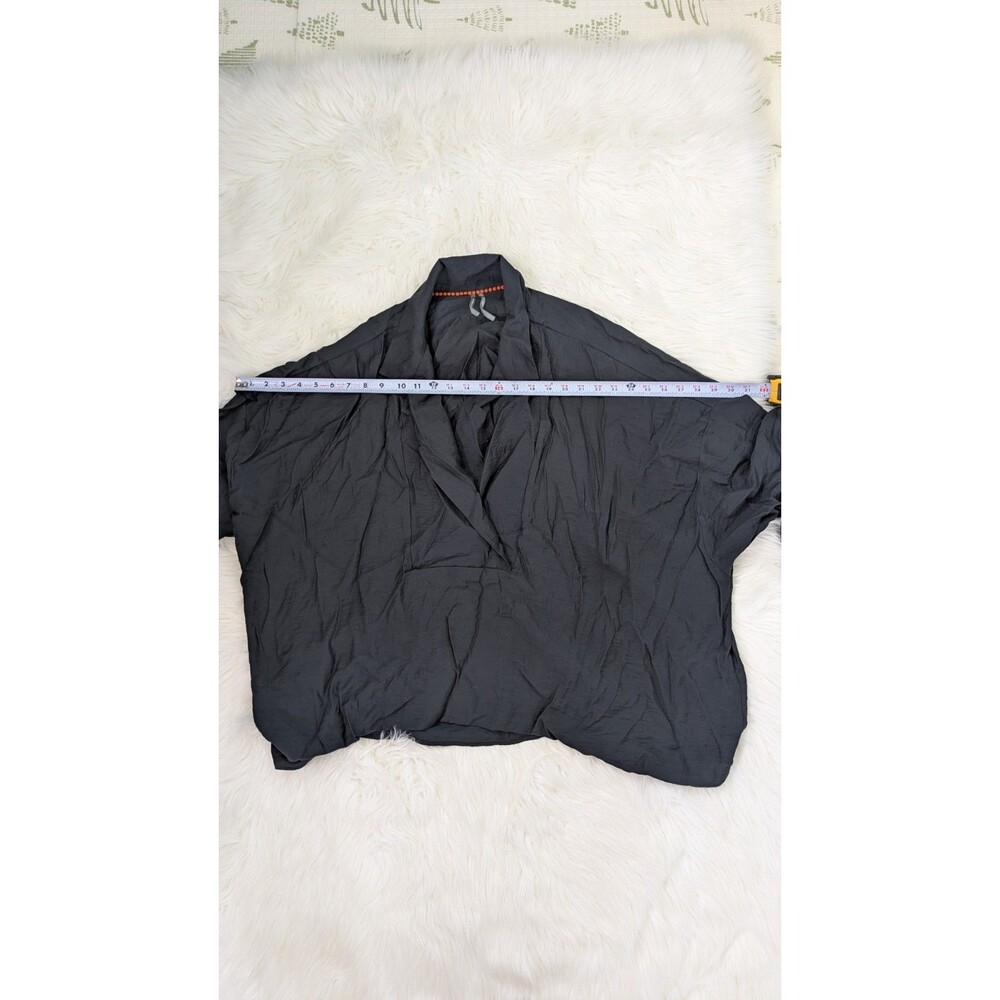 Anthropologie Plus 2X Black Oversized Crinkled Asymmetric Drape Shawl Top Blouse - Picture 6 of 13